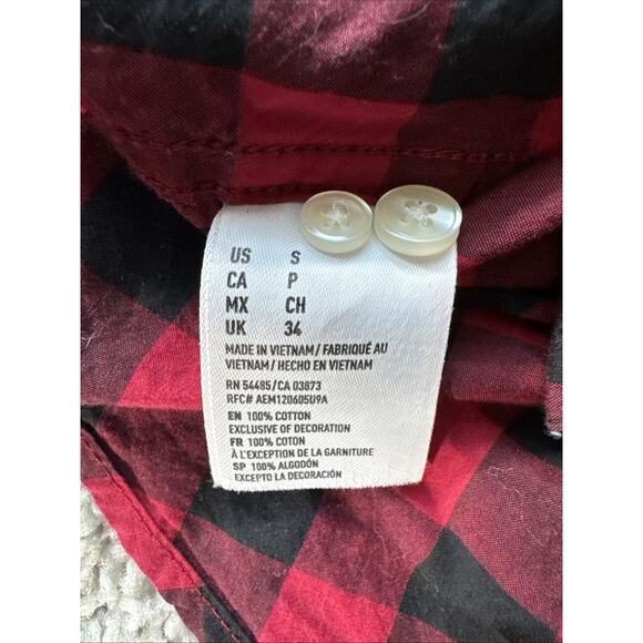 American Eagle Mens Small Classic Fit Check Long Sleeve Button Up T Shirt Cotton - Picture 4 of 9